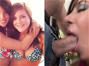 Rayna bounces Her humungous hooters In A super-sexy hooter-sling And deepthroats man sausage Like A kinky massive breasted slut