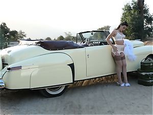 Lana Rhoades antique car vulva have fun
